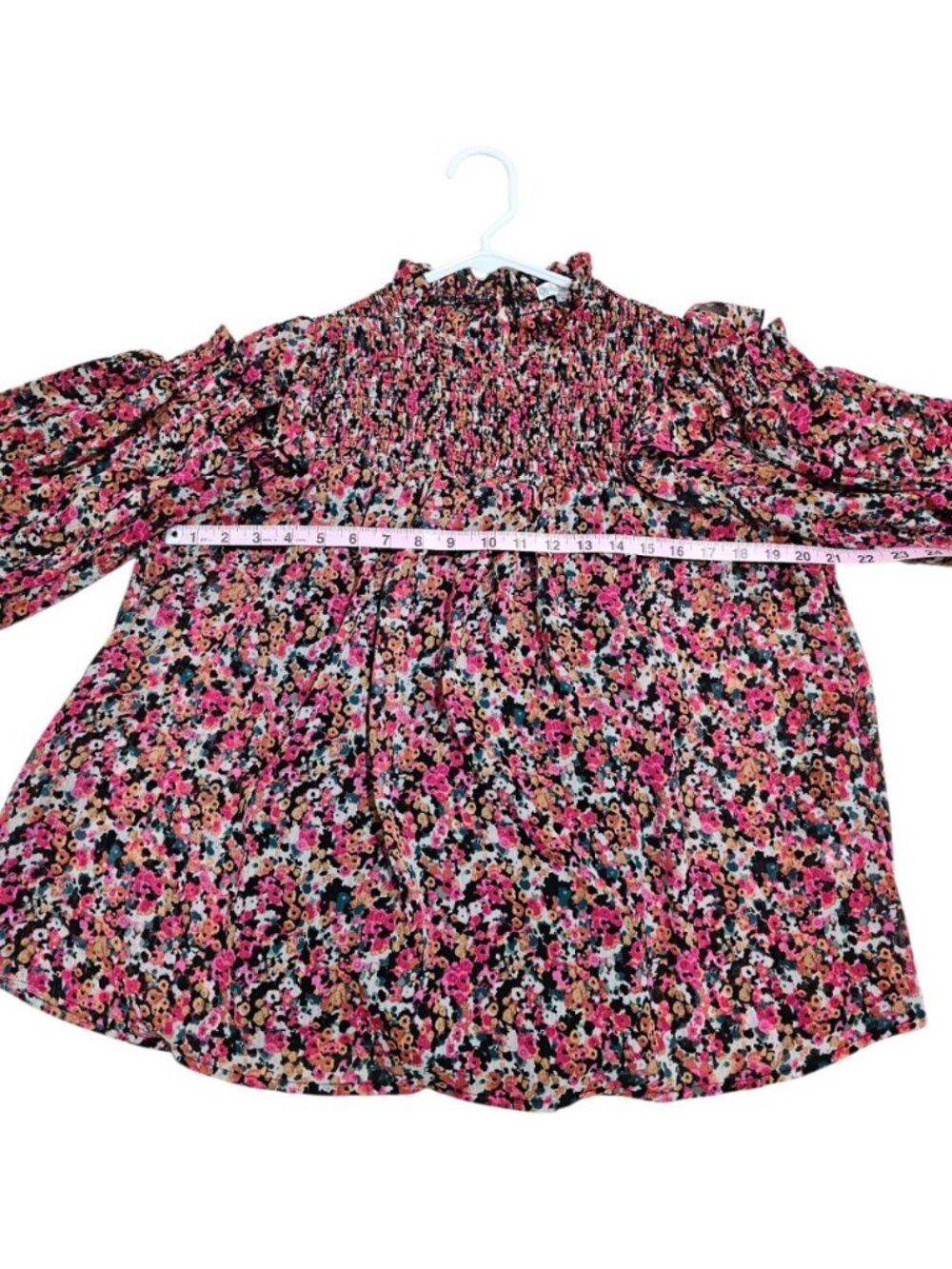 Ophelia Roe Women's Medium Blouse Multicolor Floral Smocked Chiffon Cottagecore - Picture 8 of 8